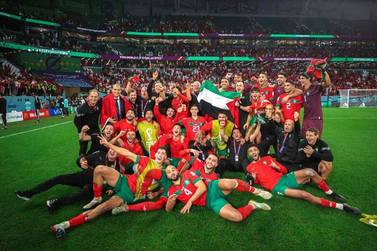 پرچم فلسطین در جشن پیروزی تاریخی تیم ملی مراکش پس از پیروزی بر اسپانیا در مرحله یک هشتم جام جهانی دیده می‌شد.